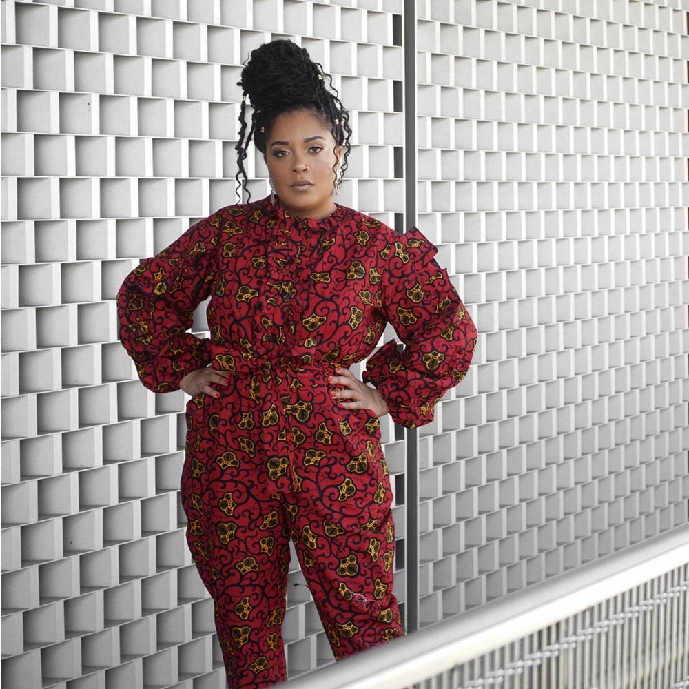 Grass Fields Frill Long Sleeve Jumpsuit | Size 12
